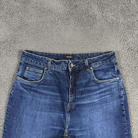 ME+EM Jeans Womens 31 Blue Straight Leg Cropped Stretch Dark Wash Denim - Picture 2 of 13